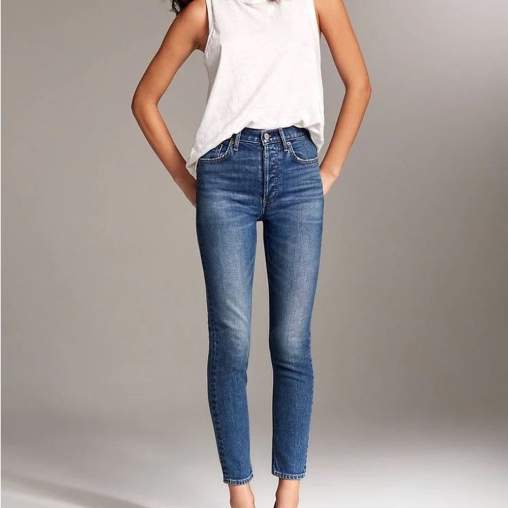 Denim Forum The Yoko High Rise Slim - Medium blue wash